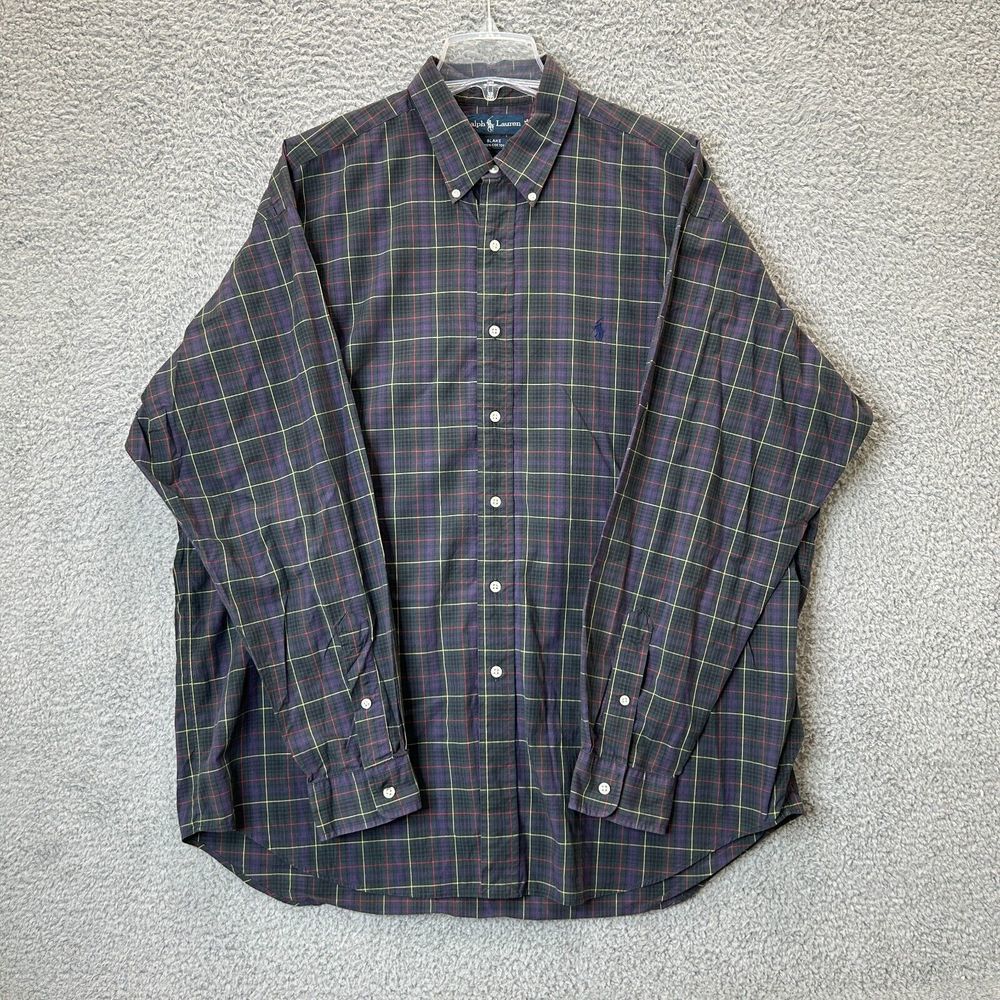 Polo Ralph Lauren Shirt Mens Extra Large Blake Plaid Button Down‎ Lightweight